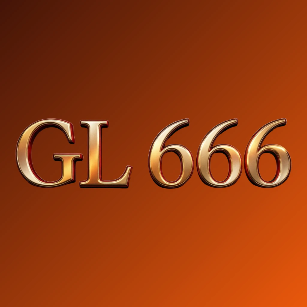 Luxury casino logo for GL 666 featuring rich gold gradient text with red and black accents, elegant lights, and a high-end entertainment style on a transparent background in a wide horizontal rectangular format